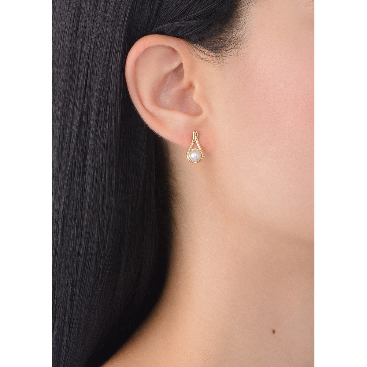 Nice & Bella Gold Plated Earrings & Necklace with Cream Pearl