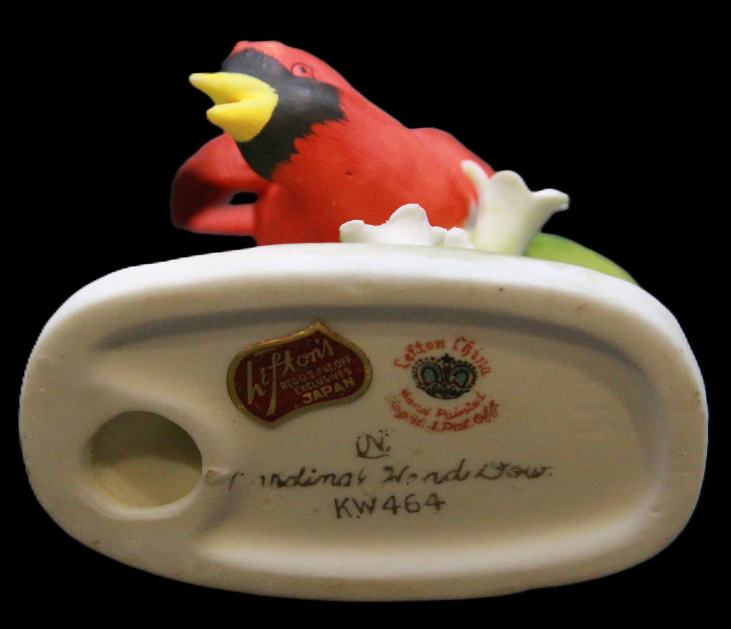 Vintage Lefton China Hand Painted Cardinal Figurine Head Down