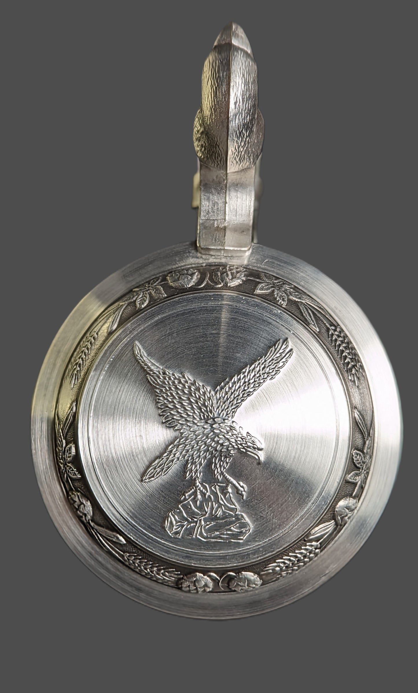 Vintage German Domex Glass & Pewter Lid Beer Stein Eagles Flying Etched Design