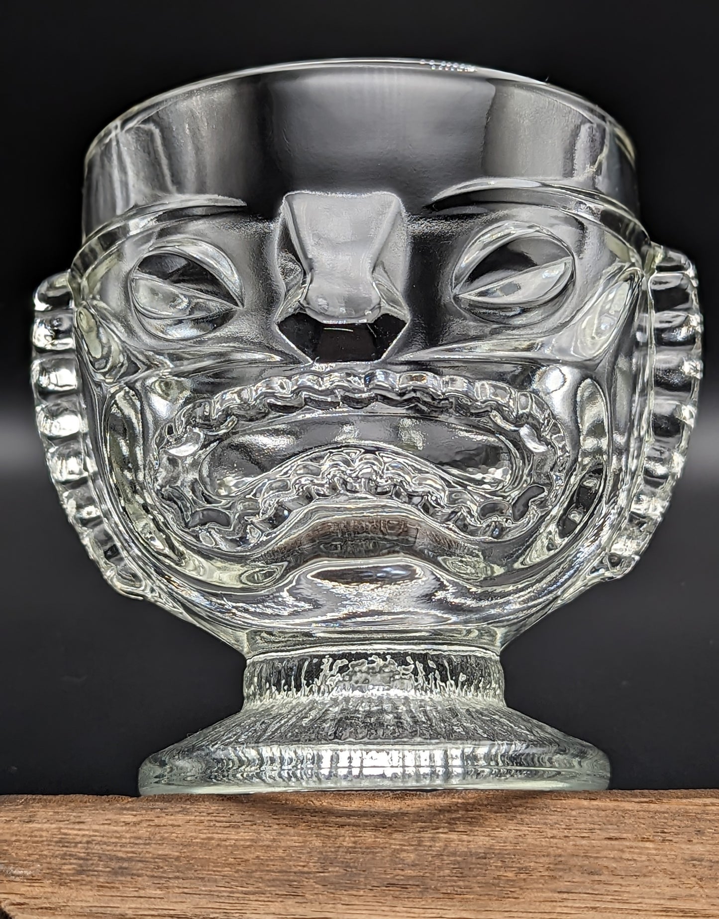 Tiki Bar Mug Cup Happy Sad Face Vintage Glass Hawaiian 2 Sided.