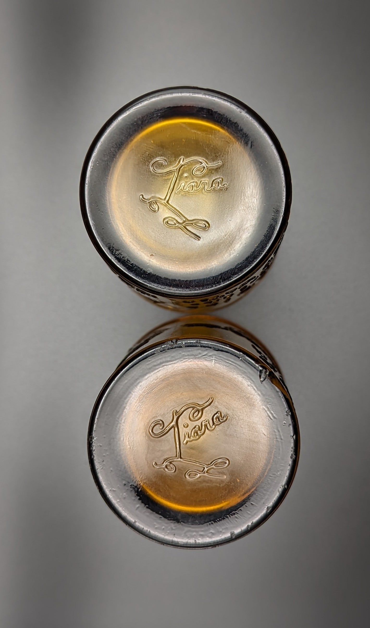 Vintage Tiara Amber Nursery Rhyme Juice Glass Set JACK AND JILL 4" Tall Cups