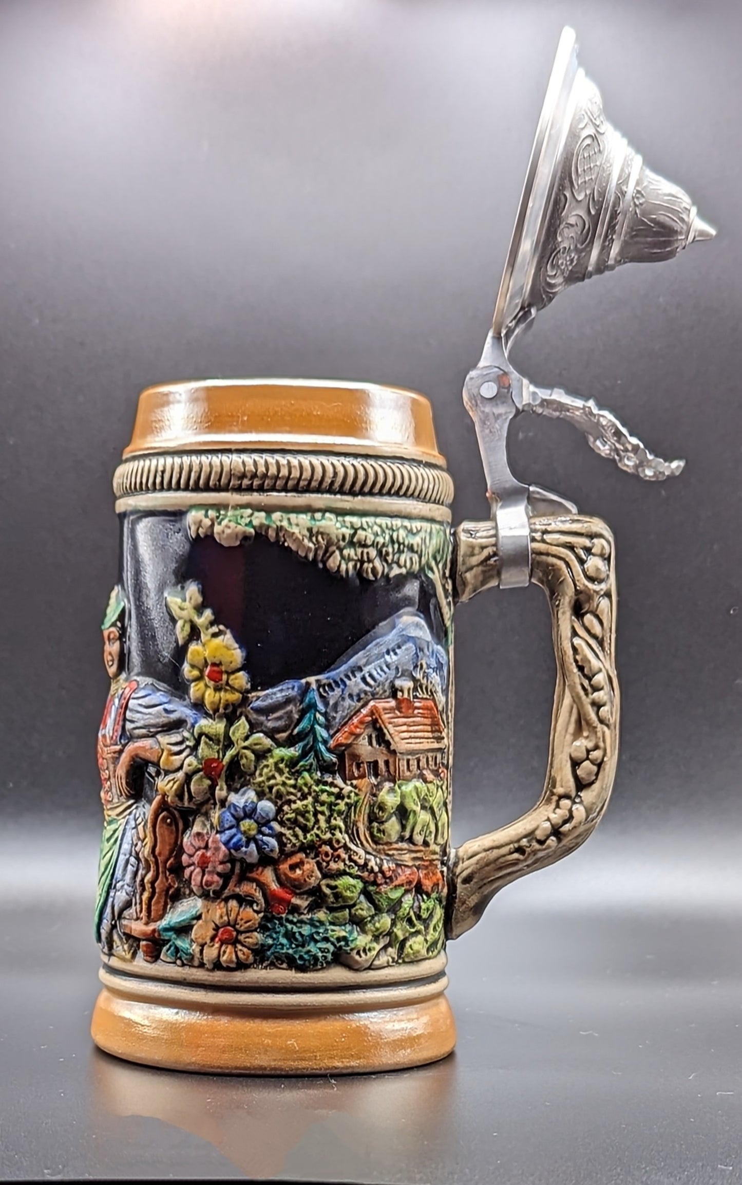 Vintage German Lidded Ceramic Beer Stein