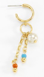 Nice & Bella Gold Plated Necklace with Multicolored & White Beads With Earrings