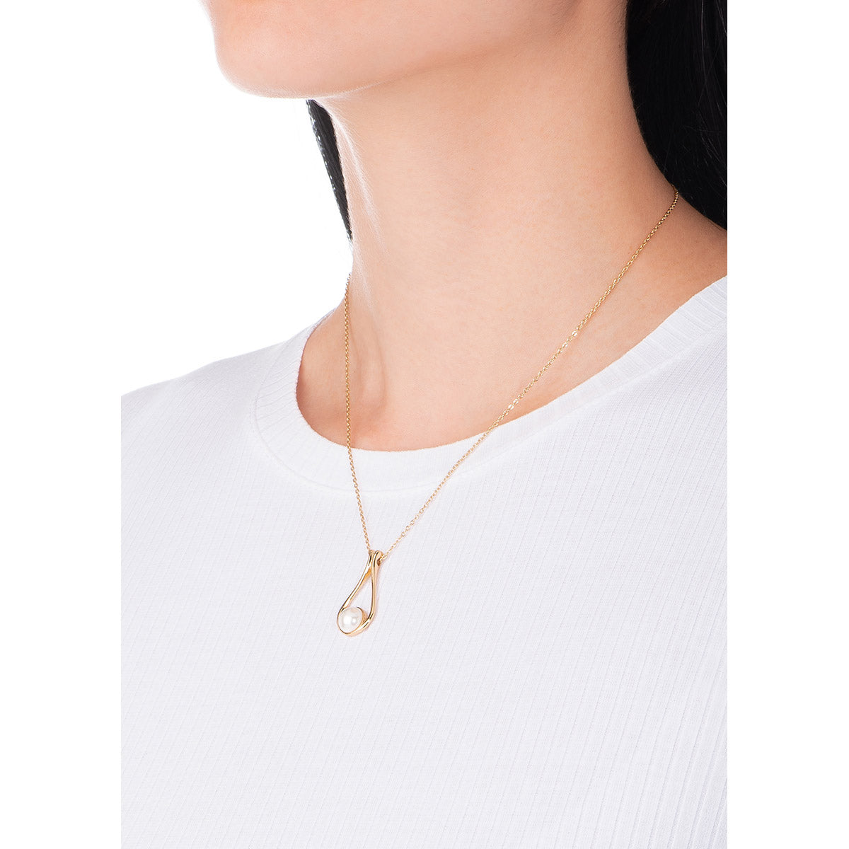 Nice & Bella Gold Plated Earrings & Necklace with Cream Pearl