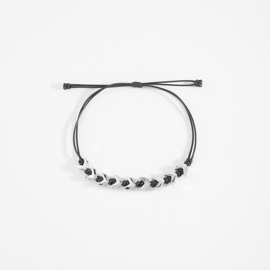 Nice & Bella Black Woven Bracelet with Platinum Plated Pieces