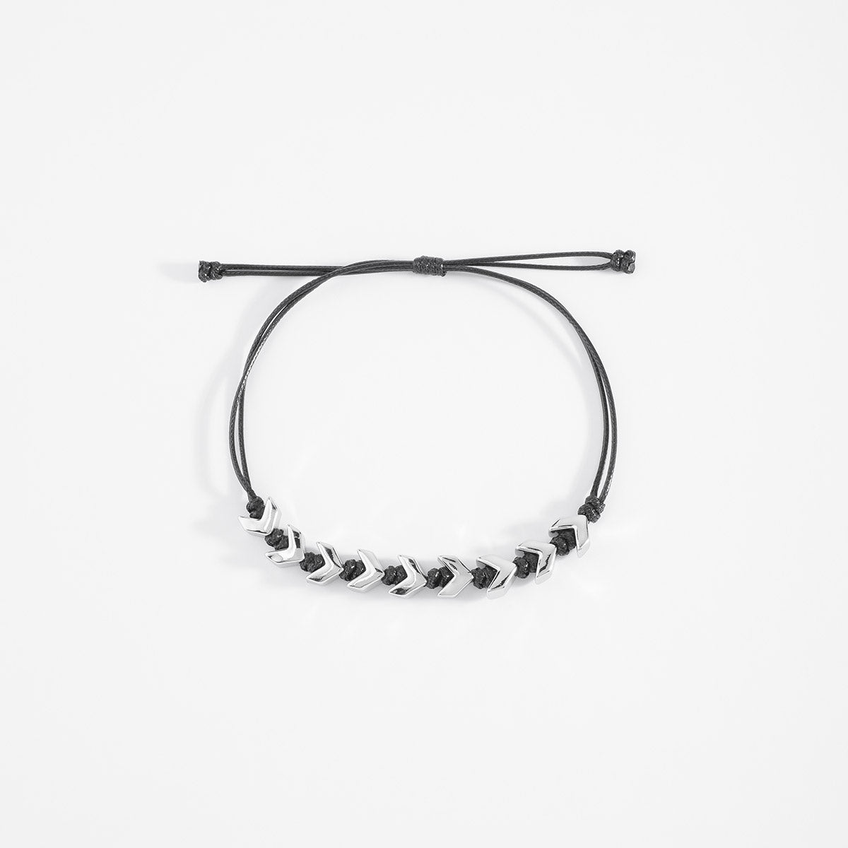 Nice & Bella Black Woven Bracelet with Platinum Plated Pieces