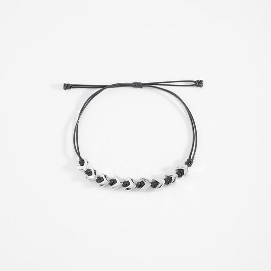 Nice & Bella Black Woven Bracelet with Platinum Plated Pieces