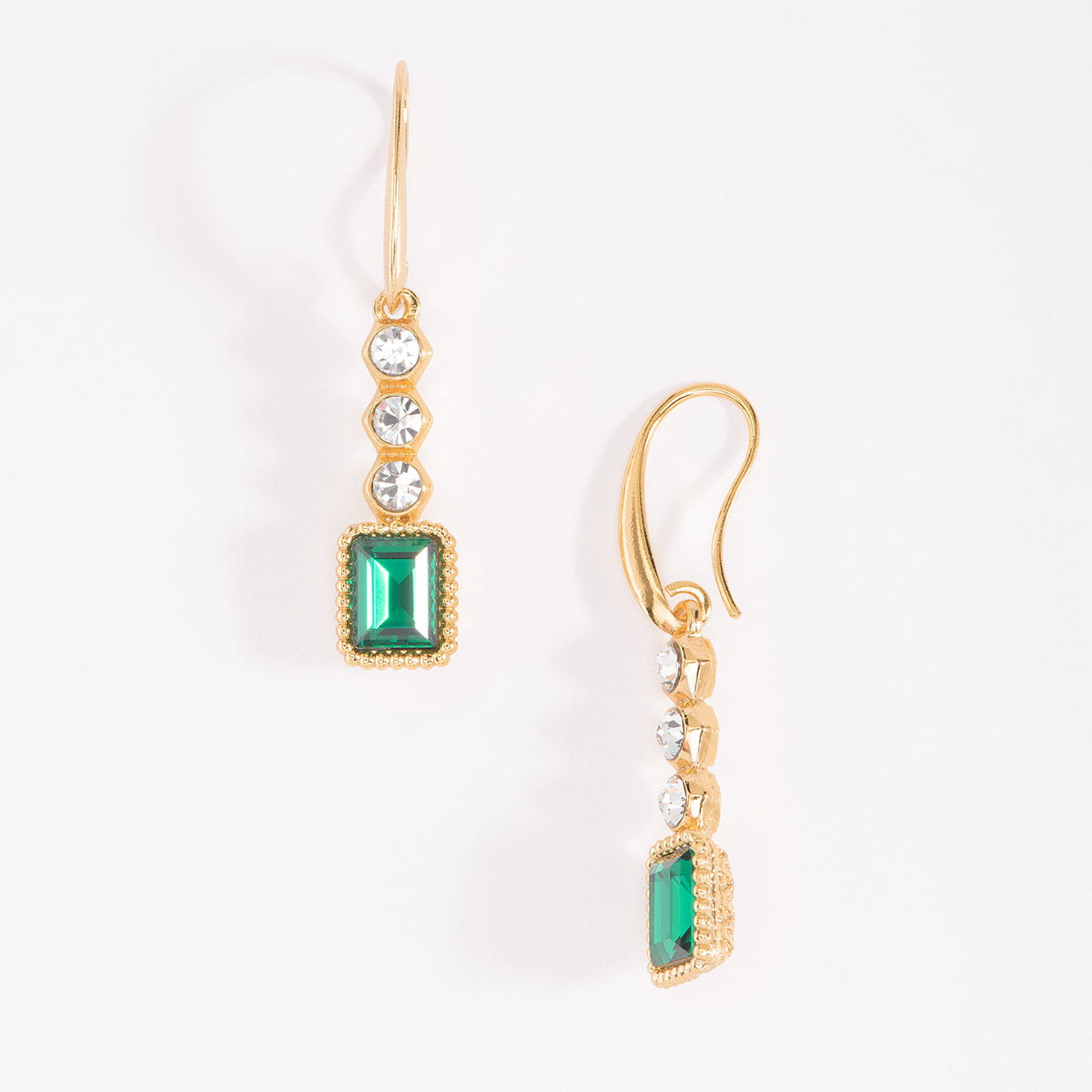 Nice & Bella Gold Plated Necklace, Bracelet, Ring & Earrings with Crystal And Green Stone