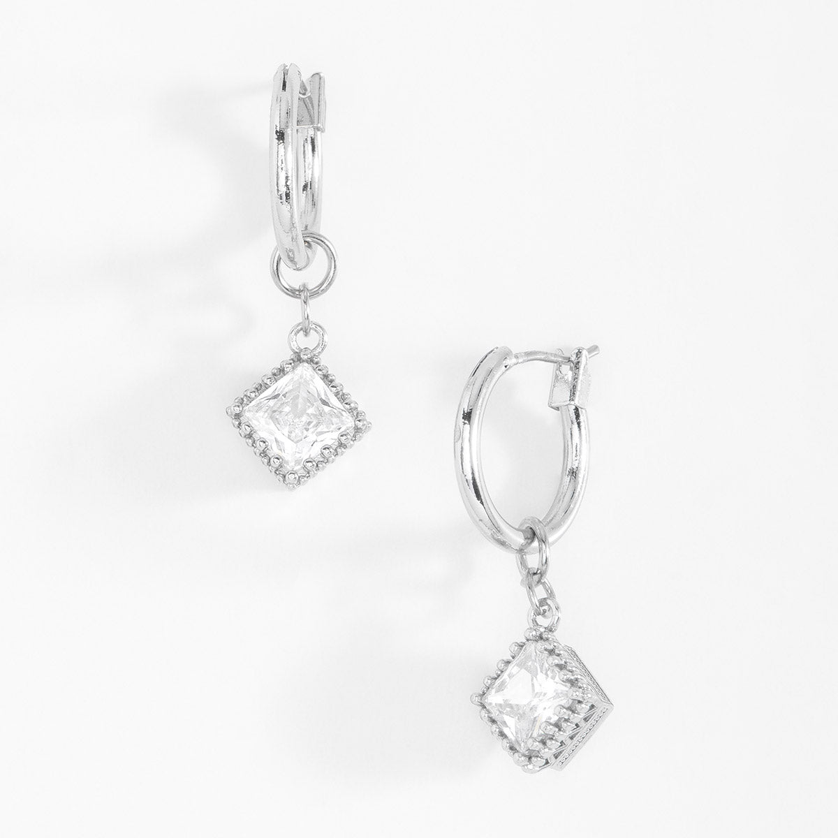 Nice & Bella Platinum Plated Necklace & Earrings with Post and Crystal Color Nice Stone
