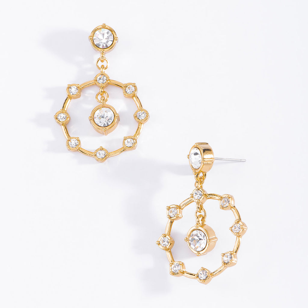 Nice & Bella Gold Plated Necklace & Earrings with Crystal Color Stones