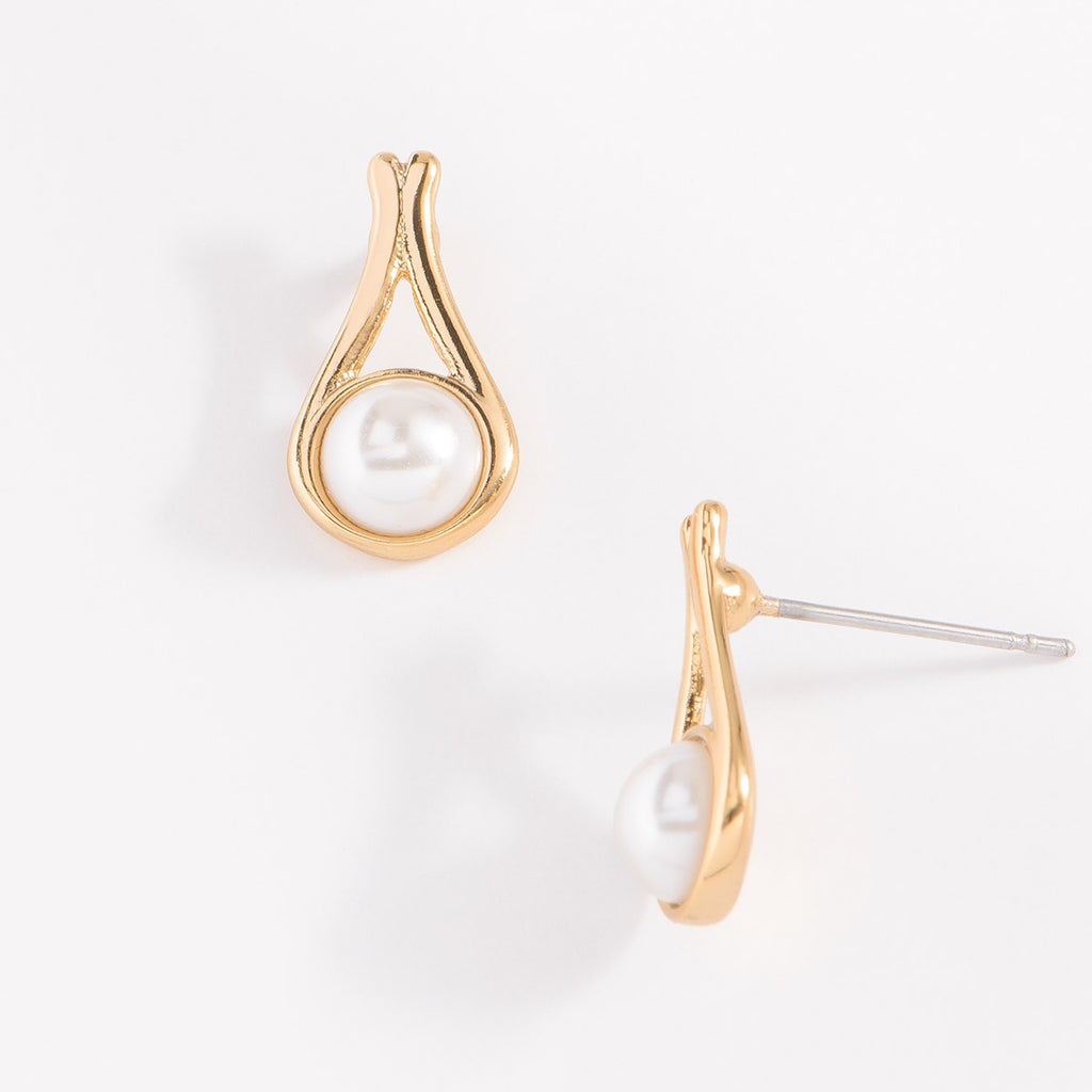 Nice & Bella Gold Plated Earrings & Necklace with Cream Pearl