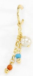 Nice & Bella Gold Plated Necklace with Multicolored & White Beads With Earrings