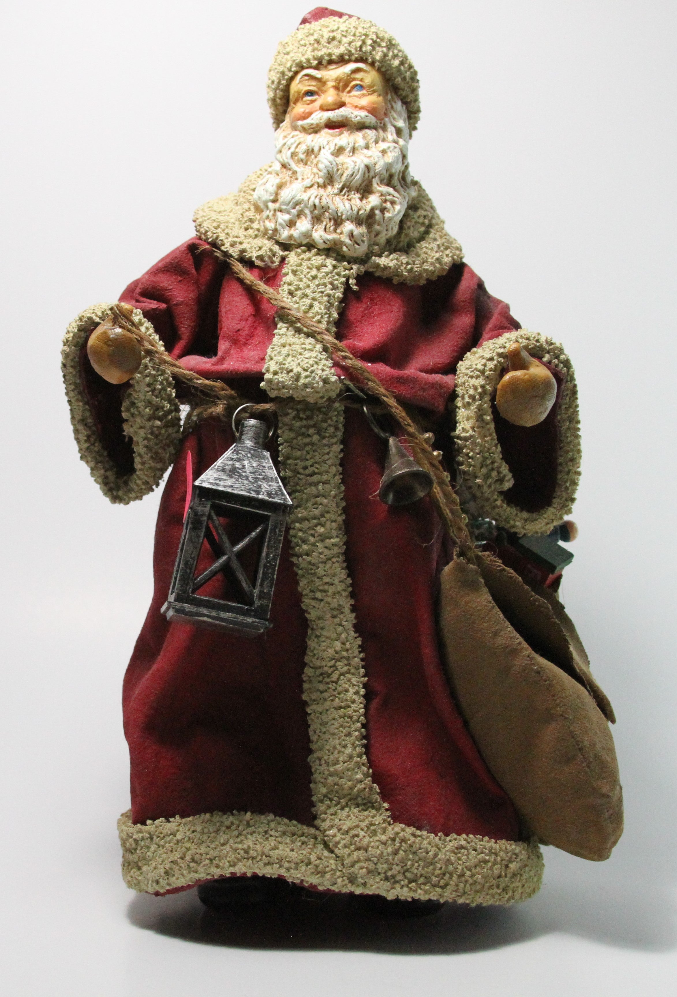 Santa’s Word Kurt S Adler Handcrafted Fabric Mache Old World Burgundy Santa