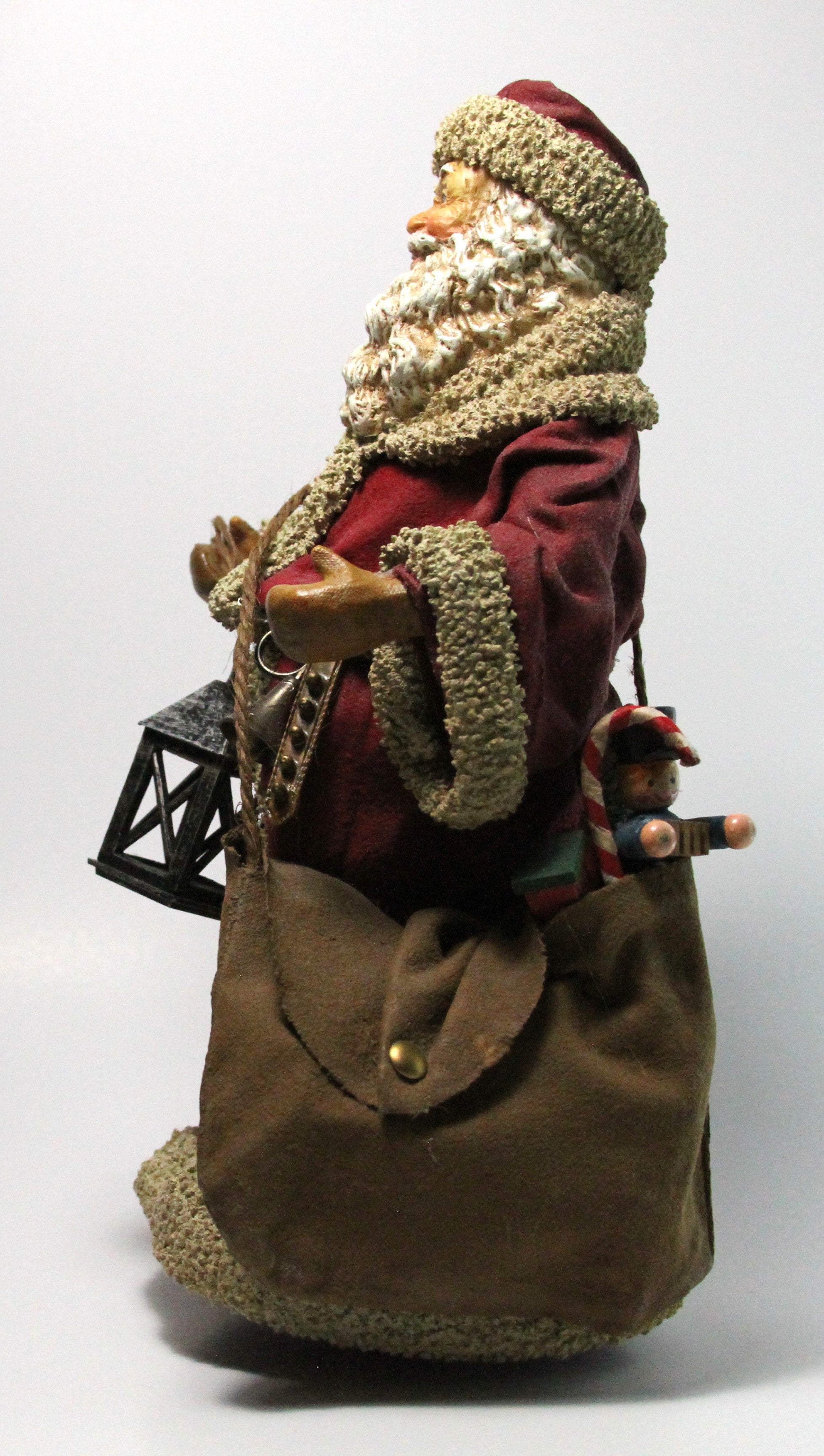 Santa’s Word Kurt S Adler Handcrafted Fabric Mache Old World Burgundy Santa