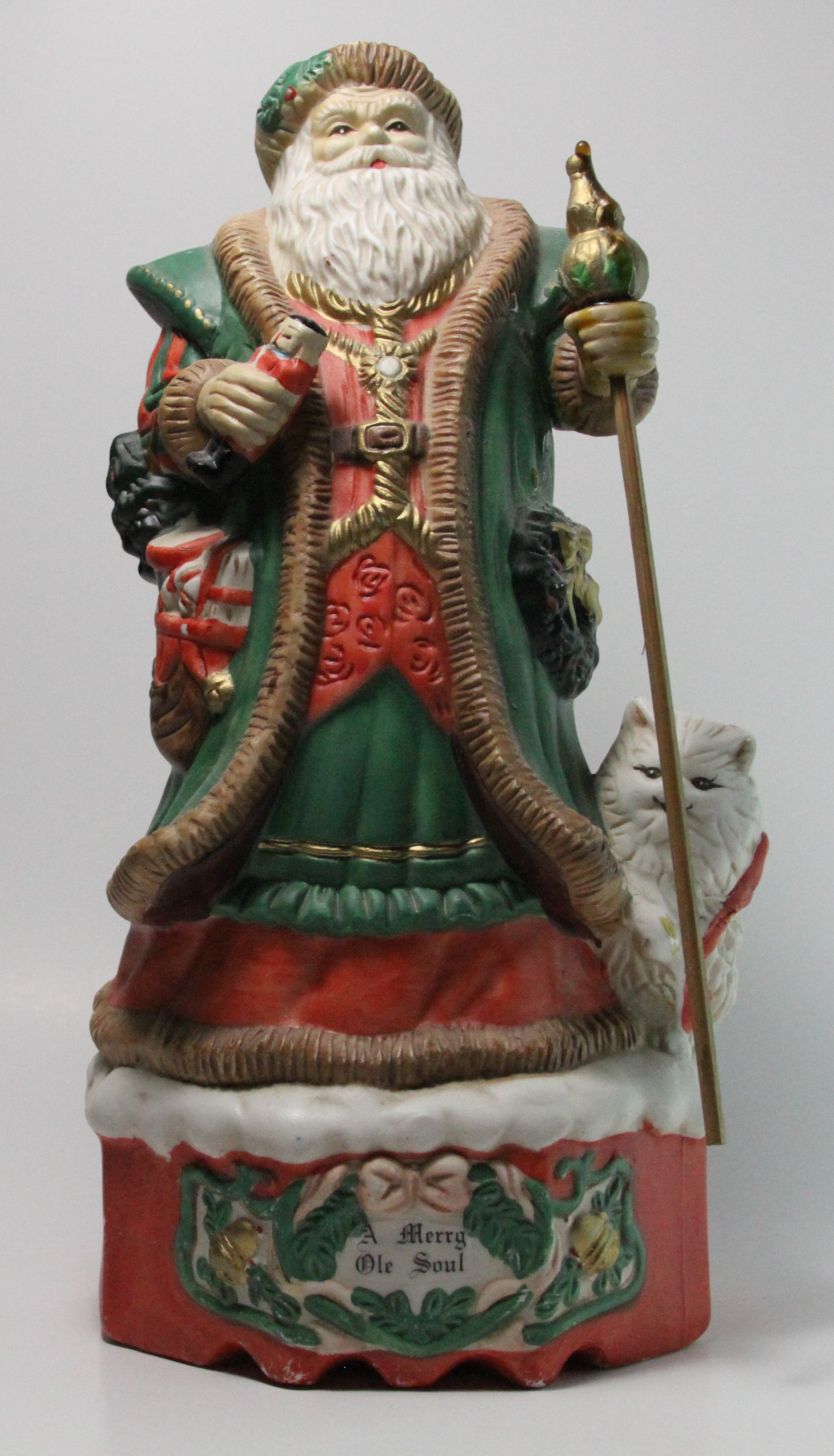 MERRY OLE SOUL MUSICAL SANTA CLAUS, CHRISTMAS WIND UP MUSIC BOX FIGURINE