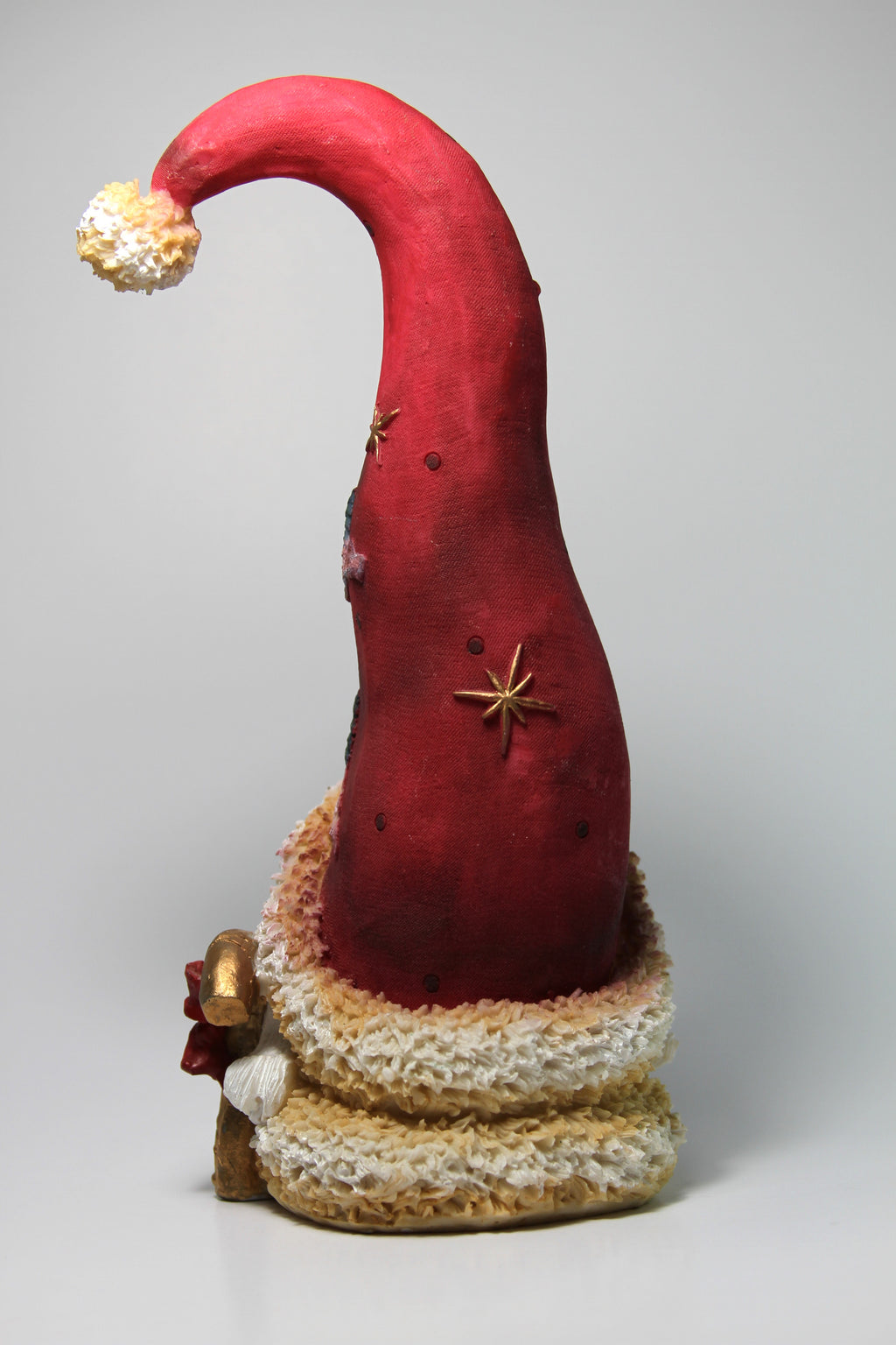 Christmas Santa Clause Long Hat Painted Winter Scene Cardinals Tree