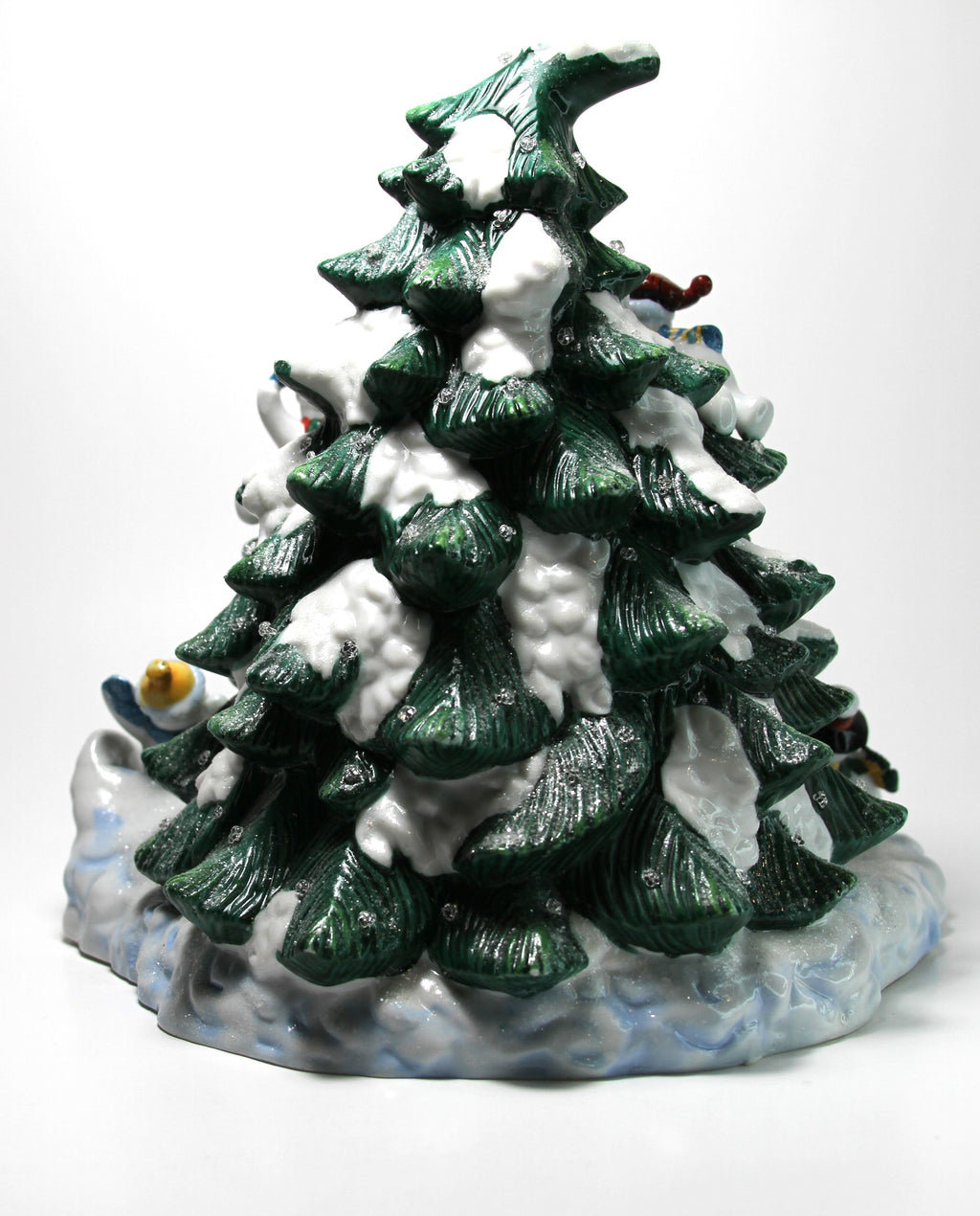 Home Interiors Ceramic Christmas Tree With Snowman & Birds Light Up
