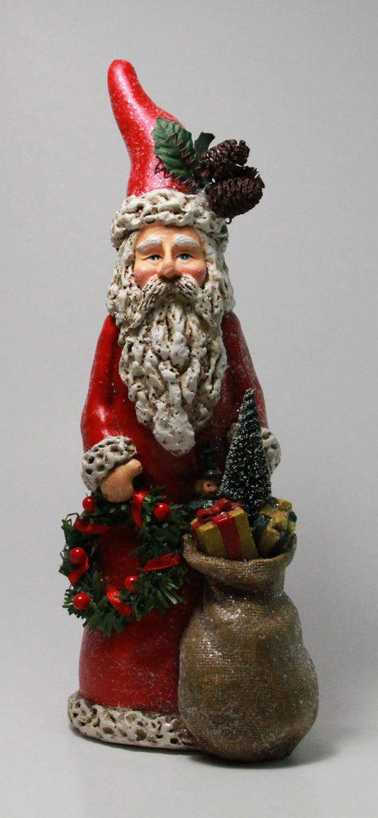 VINTAGE SANTA CLAUS WITH PRESENTS AND REETH