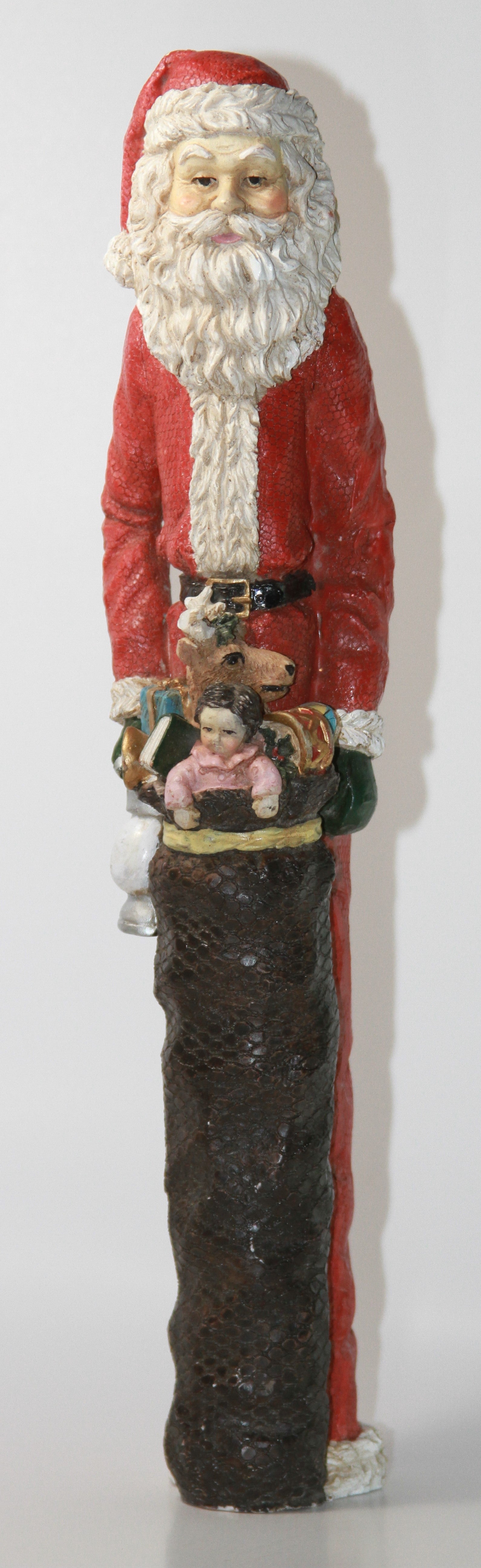 Christmas Tall Resin Pencil Santa Holding Bag & Presents
