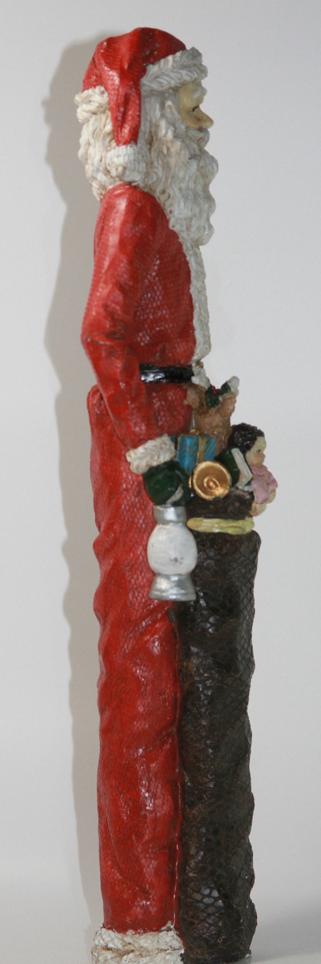 Christmas Tall Resin Pencil Santa Holding Bag & Presents