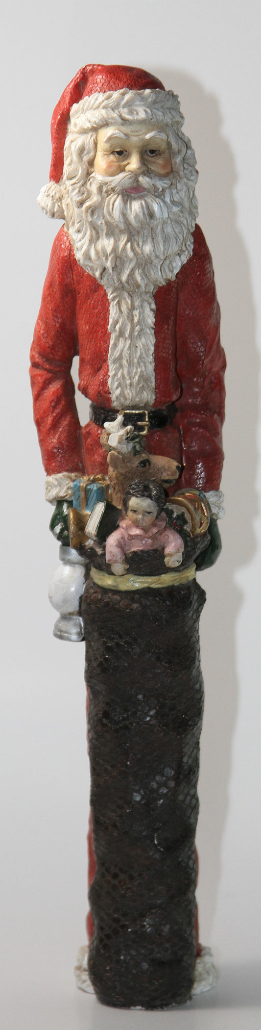 Christmas Tall Resin Pencil Santa Holding Bag & Presents