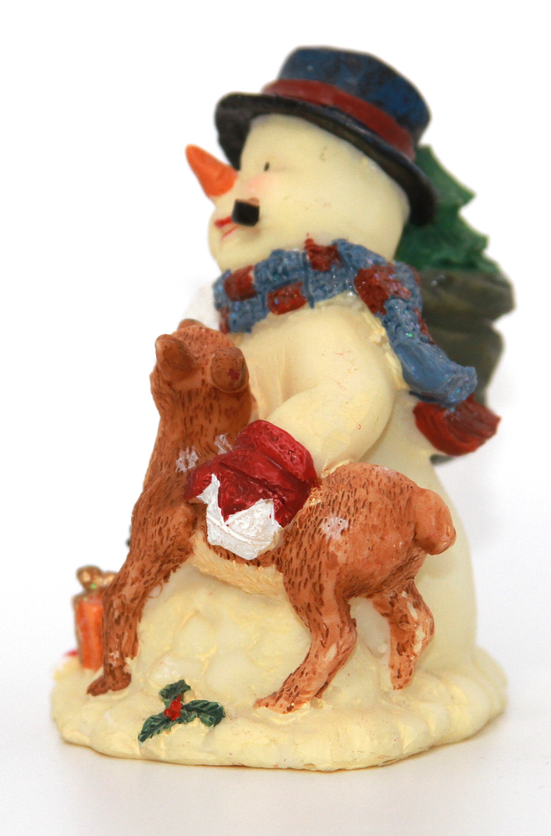VINTAGE SNOWMAN WITH HIS REINDEER & PENGUIN BUDDY