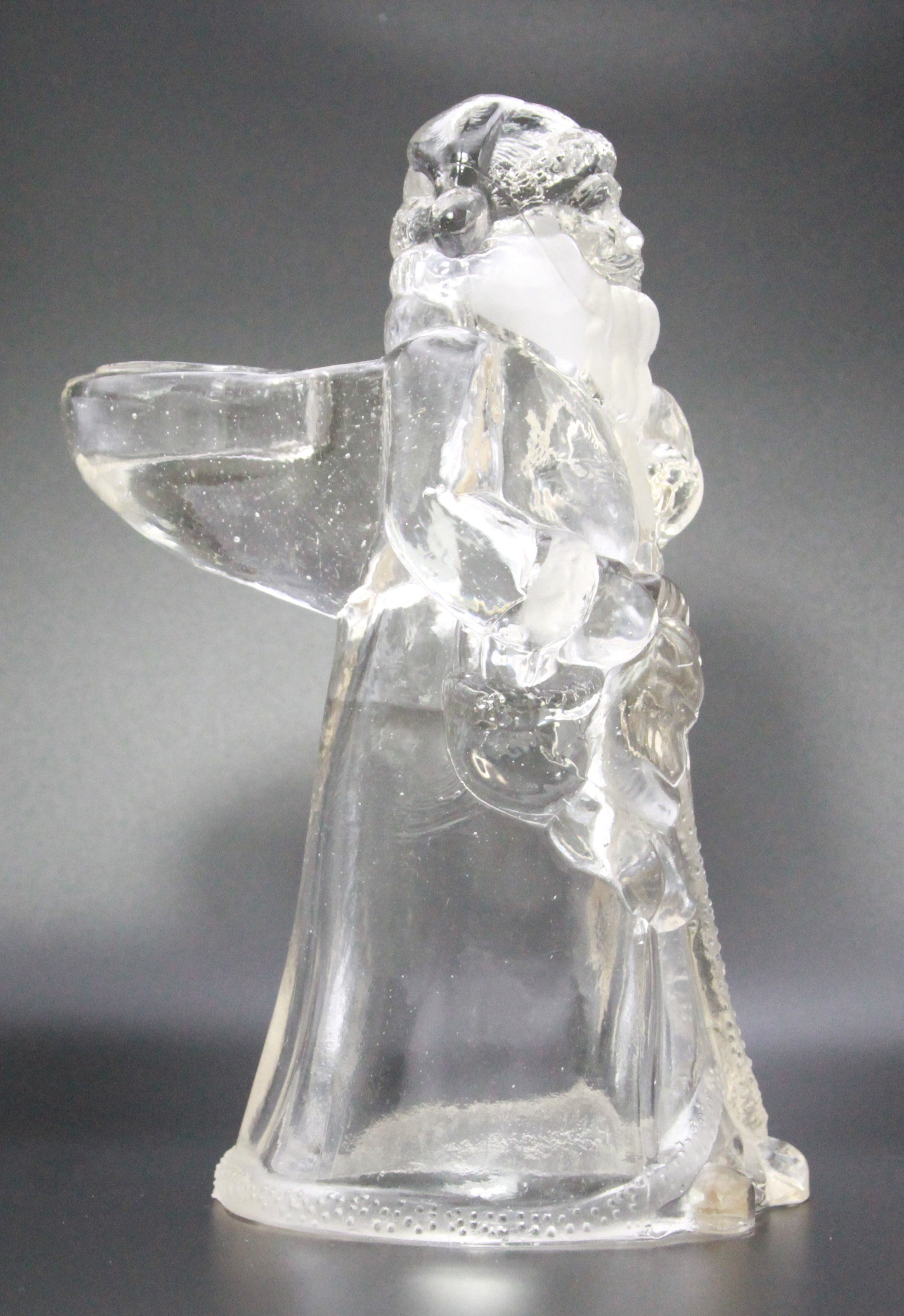 Vintage Frosted Glass Santa Candle Holder