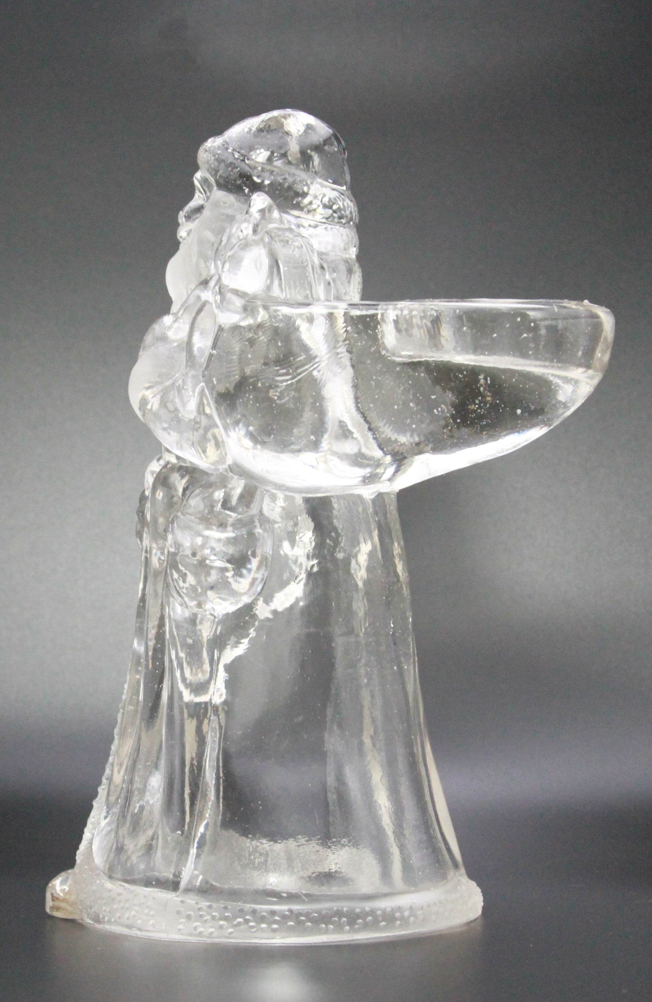 Vintage Frosted Glass Santa Candle Holder
