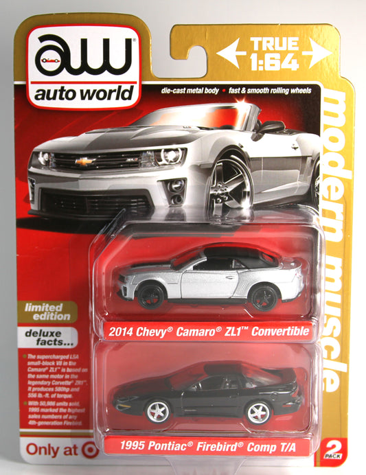 Auto World 2 Pack Limited Supercars, 14' Camaro ZLT1 Convertible & 1995' Pontiac Firebird