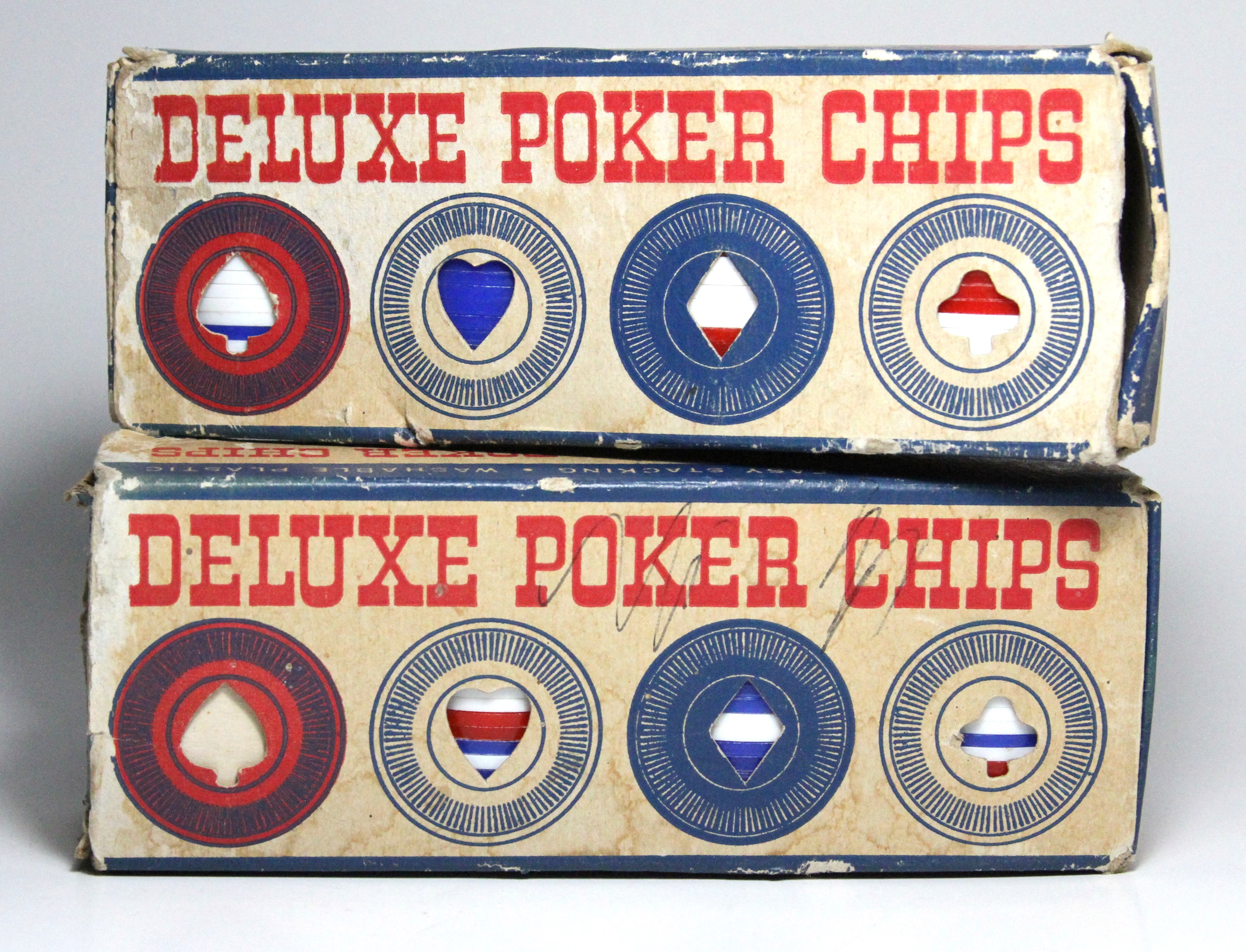 VINTAGE DELUXE POKER CHIPS - RED/WHITE/BLUE -PLASTIC POKER CHIPS