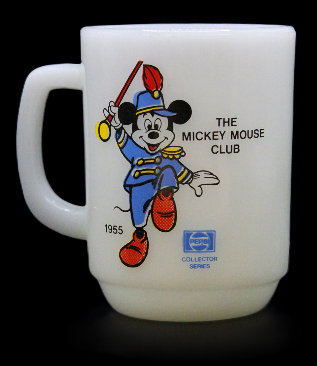 Four Fire King Anchor Hocking Pepsi Mickey Mouse & Marching Band Coin Bank