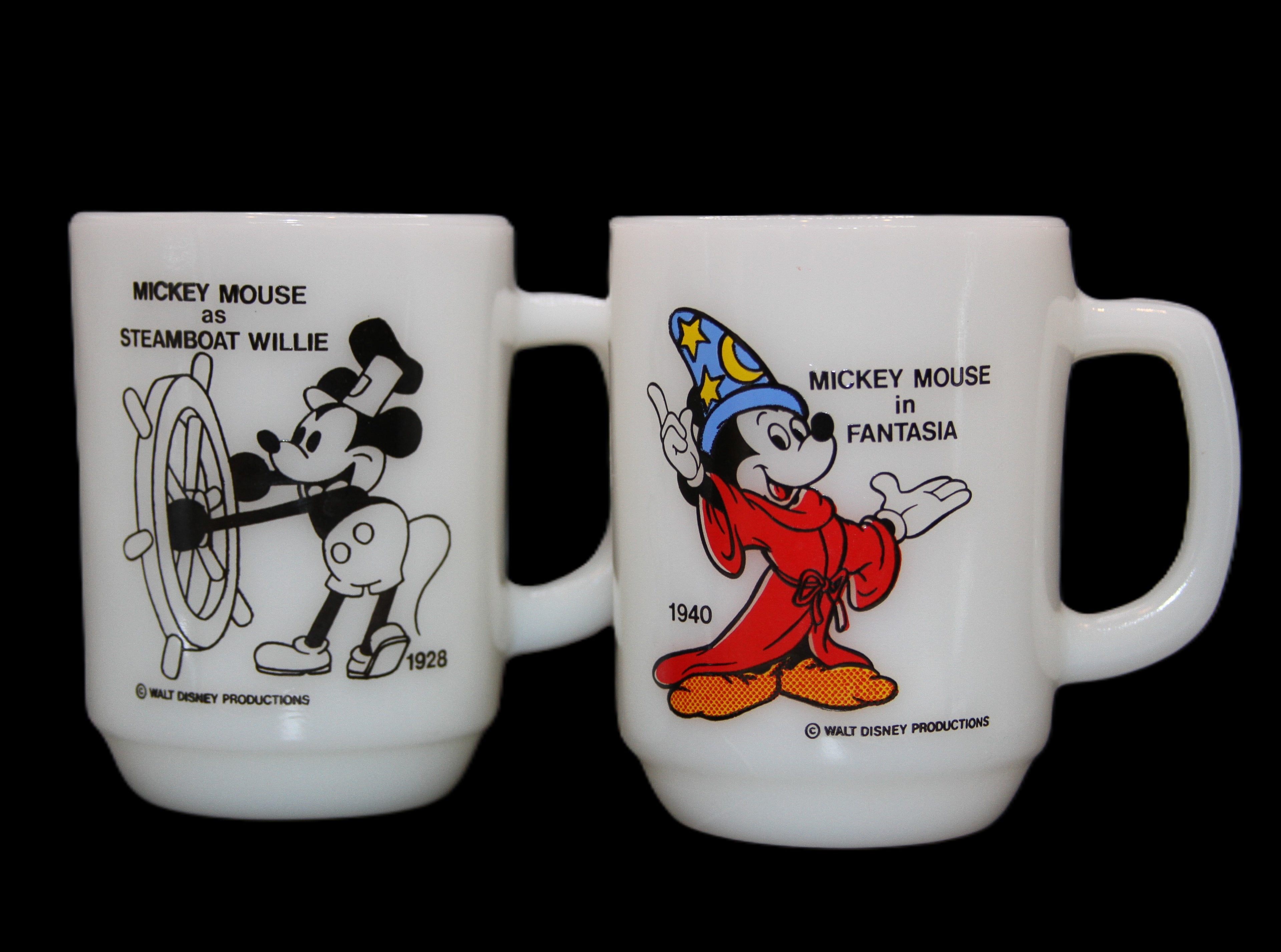Four Fire King Anchor Hocking Pepsi Mickey Mouse & Marching Band Coin Bank