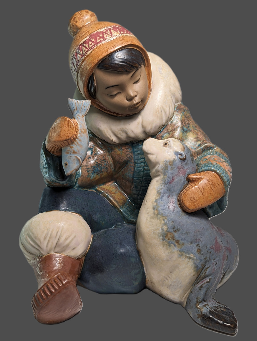 Lladro "Cold Weather Companions" Eskimo with Seal #12361