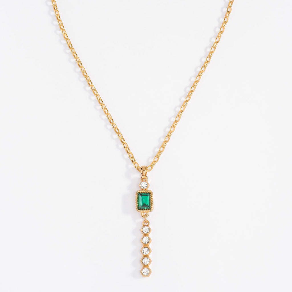 Nice & Bella Gold Plated Necklace, Bracelet, Ring & Earrings with Crystal And Green Stone