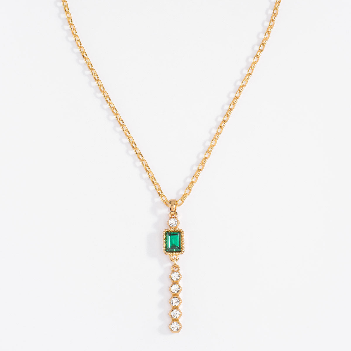 Nice & Bella Gold Plated Necklace, Bracelet, Ring & Earrings with Crystal And Green Stone
