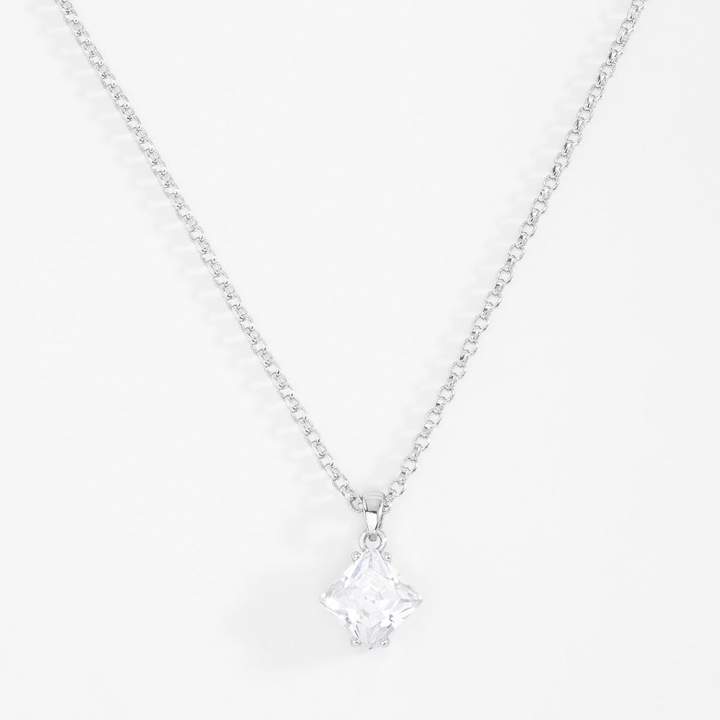 Nice & Bella Platinum Plated Necklace & Earrings with Post and Crystal Color Nice Stone