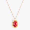 Nice & Bella Gold Plated Earrings & Necklace with Red Resin
