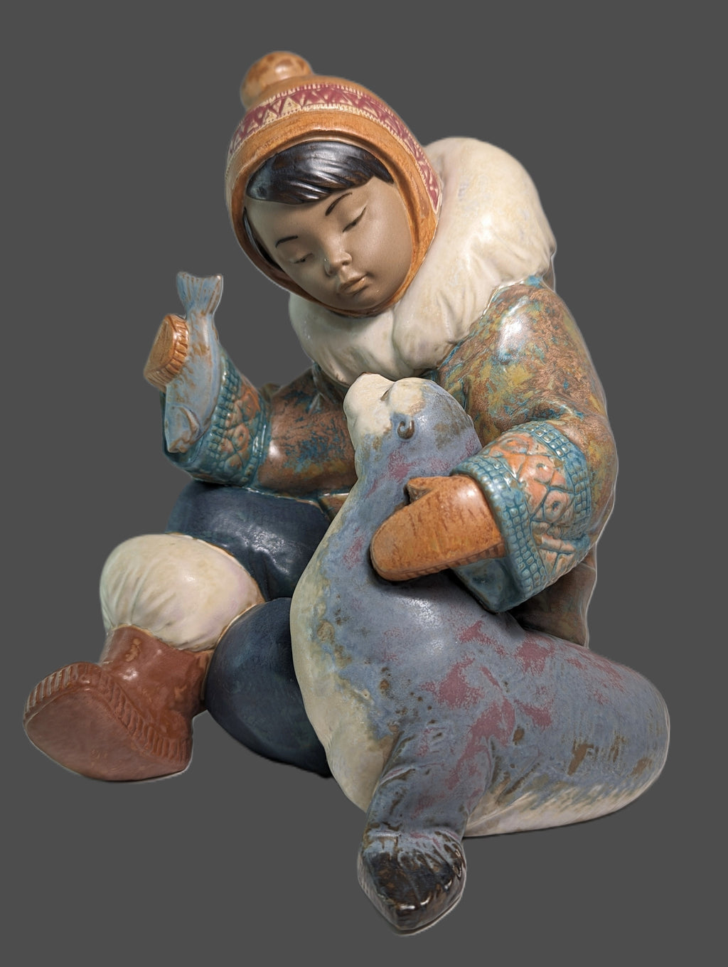 Lladro "Cold Weather Companions" Eskimo with Seal #12361