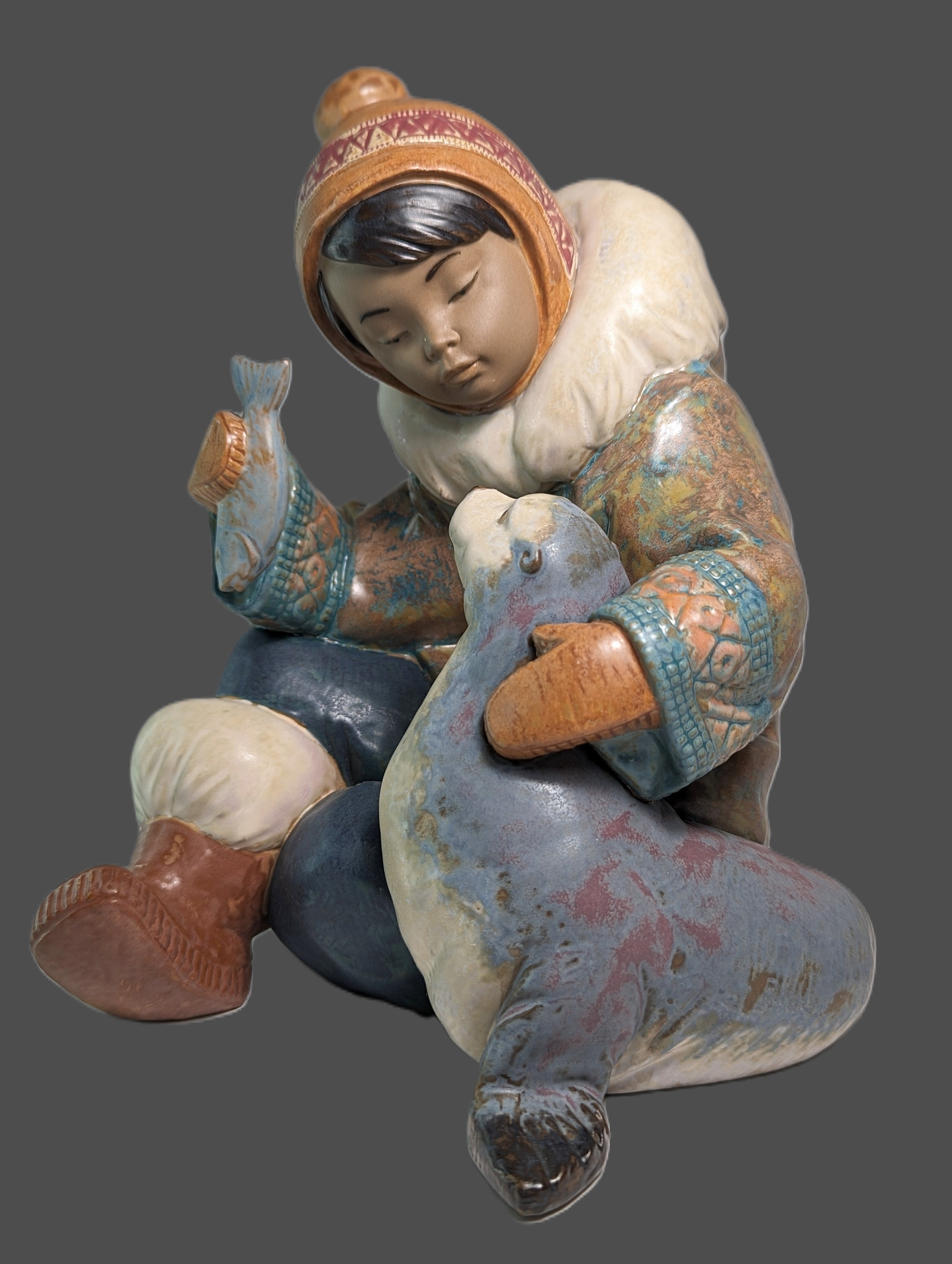 Lladro "Cold Weather Companions" Eskimo with Seal #12361