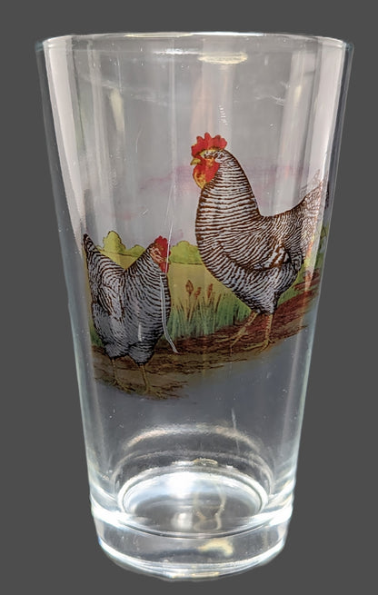 A Set of Six Glasses with Rooster & Hen