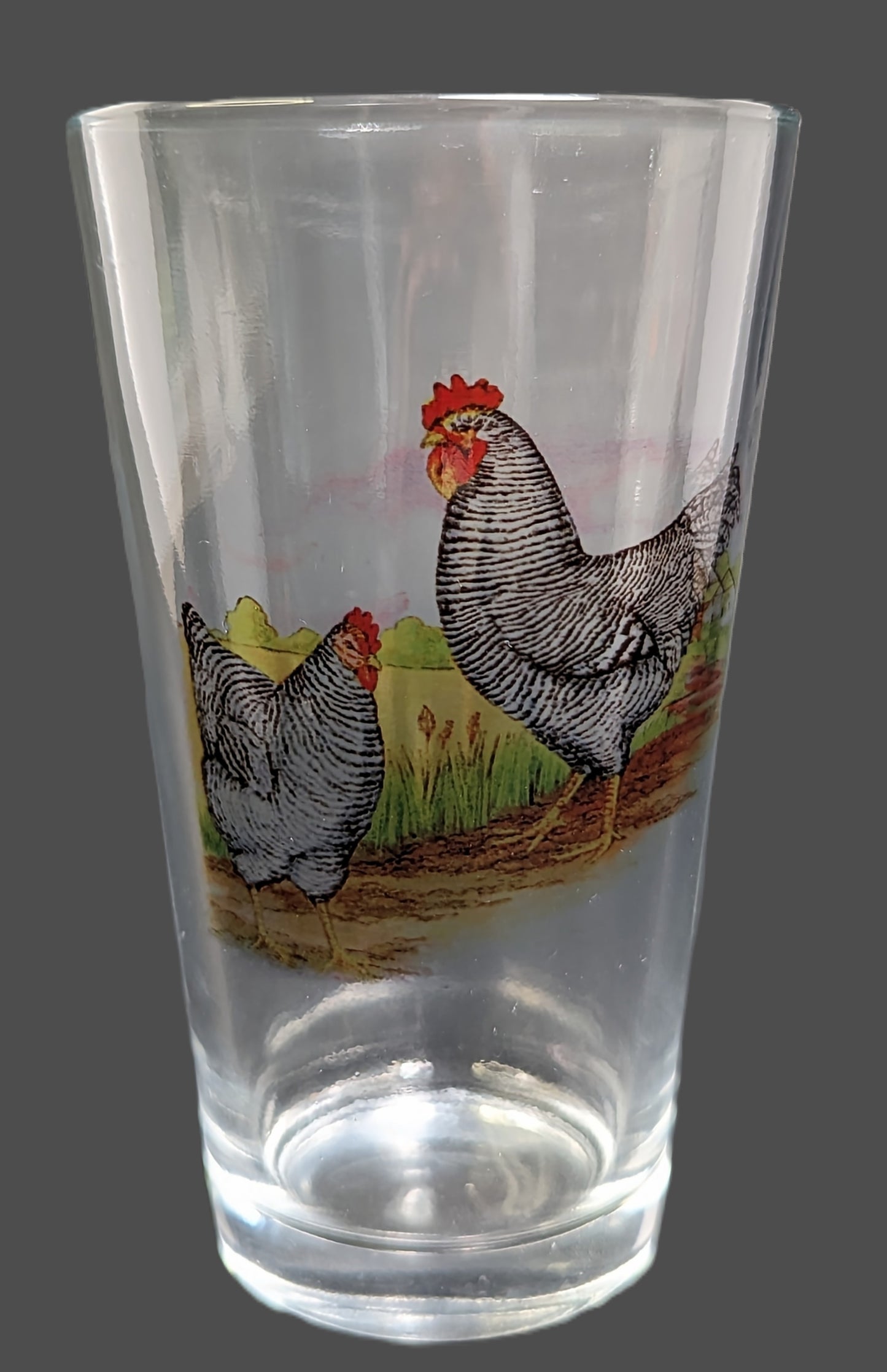 A Set of Six Glasses with Rooster & Hen