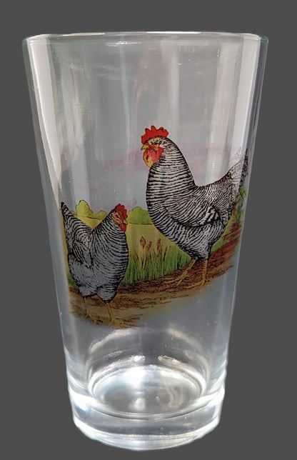 A Set of Six Glasses with Rooster & Hen