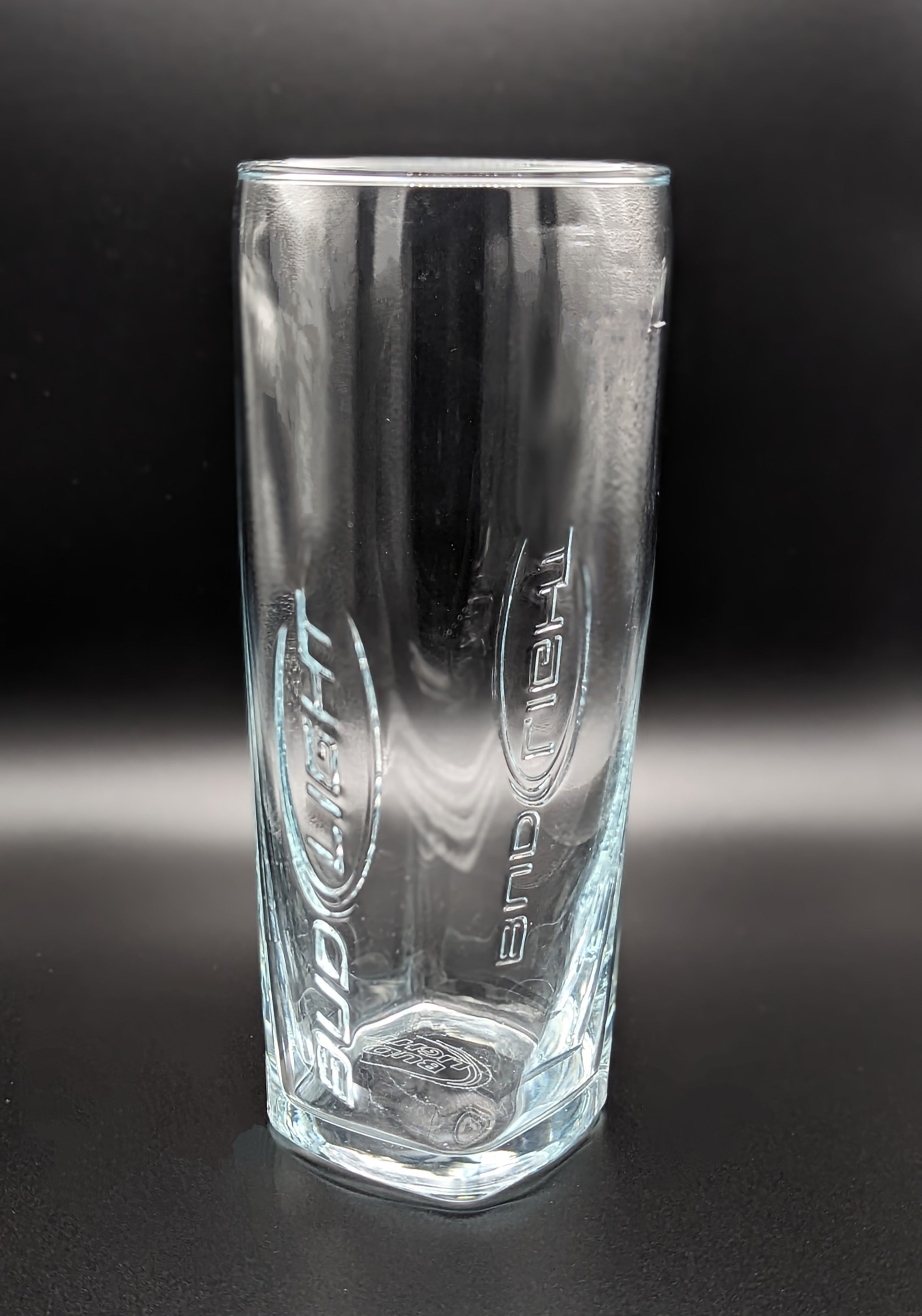 Set of 4 Bud Light Beer Clear Embossed Lager Pilsner Glasses 7" Tall