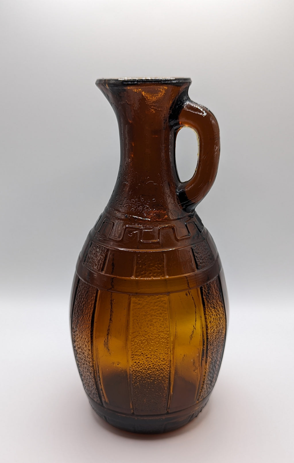 Vintage Greece Brown Amber Glass Vase Engraved with 2 small cups (4 oz)