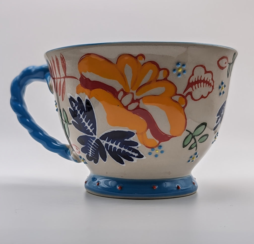 Yokohama Studio Miyabi Raised Dots & Twisted Handle Cream Ceramic Tea Cup Mug