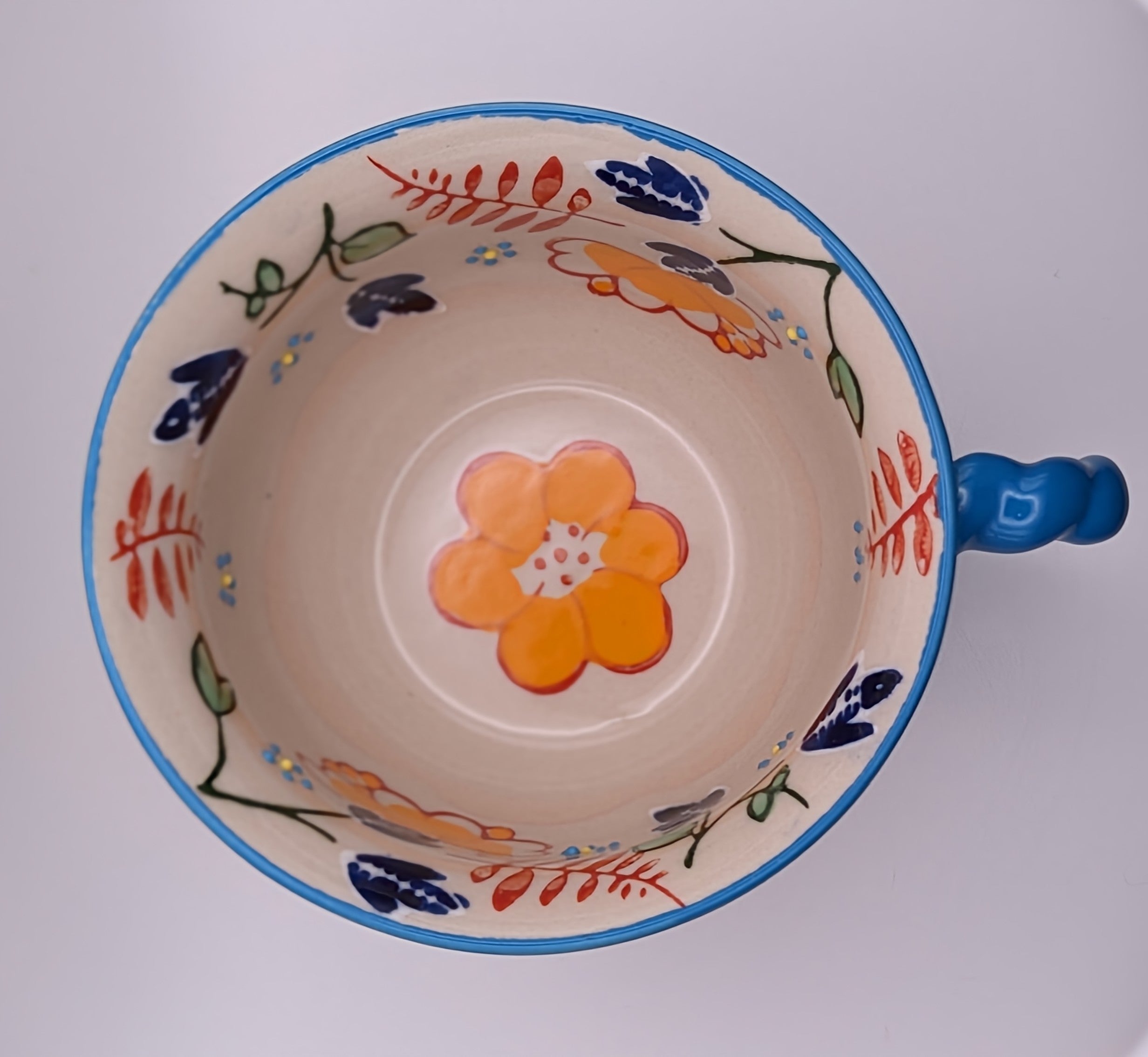 Yokohama Studio Miyabi Raised Dots & Twisted Handle Cream Ceramic Tea Cup Mug