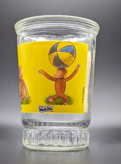 Curious George Welch's Juice Glass Jar #4 Balancing On Inflatable Striped Ball