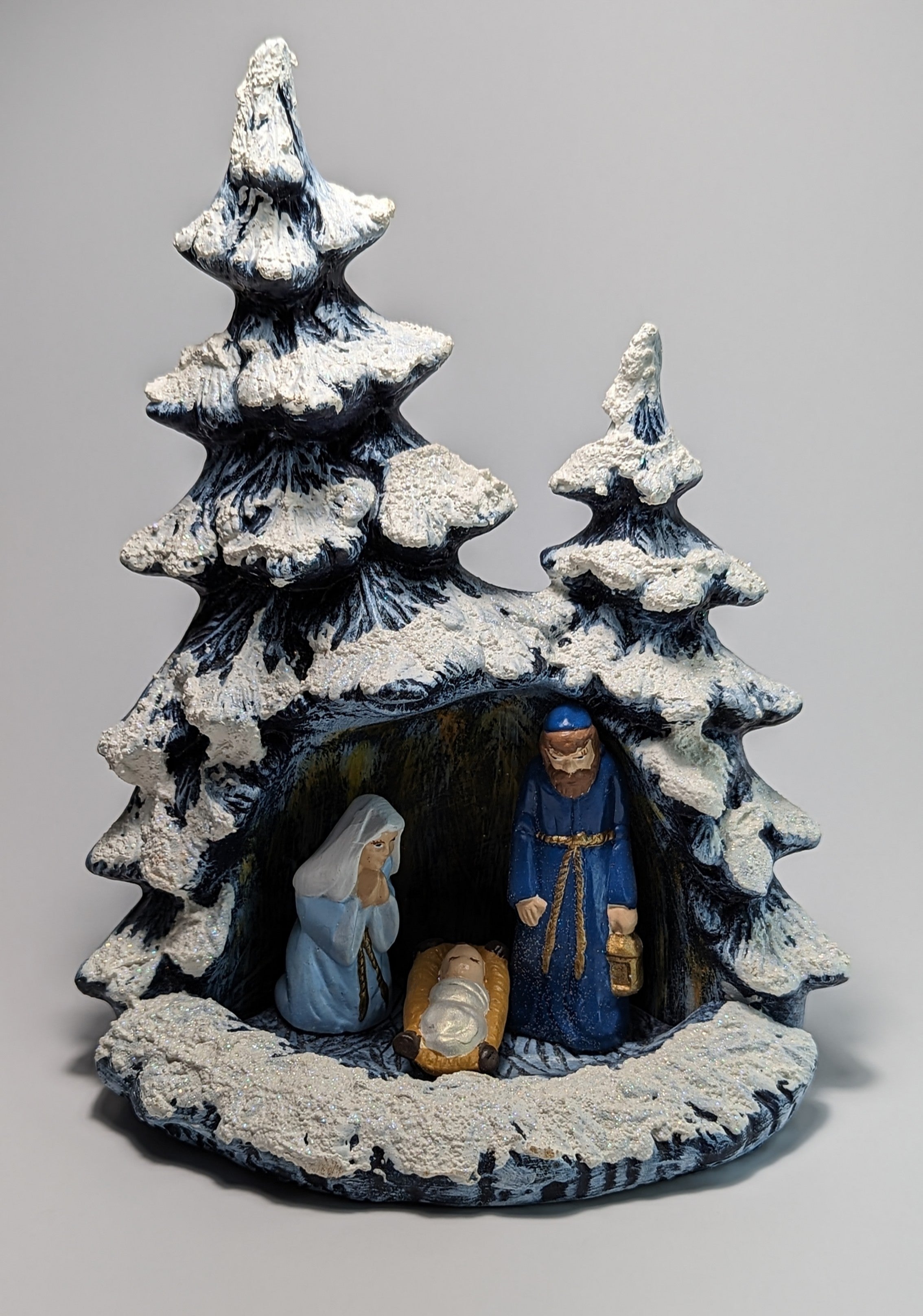Vintage Ceramic Christmas Tree and Nativity Scene