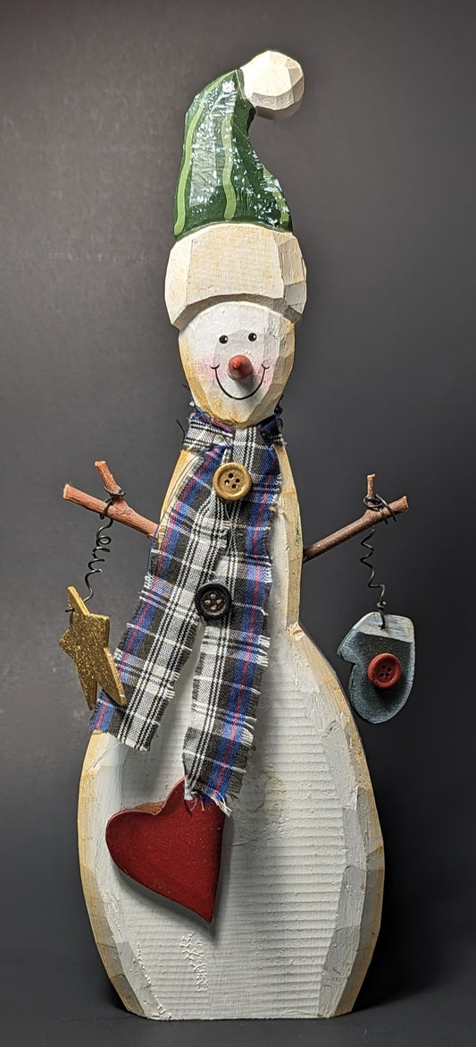 Wooden Snowman with Heart