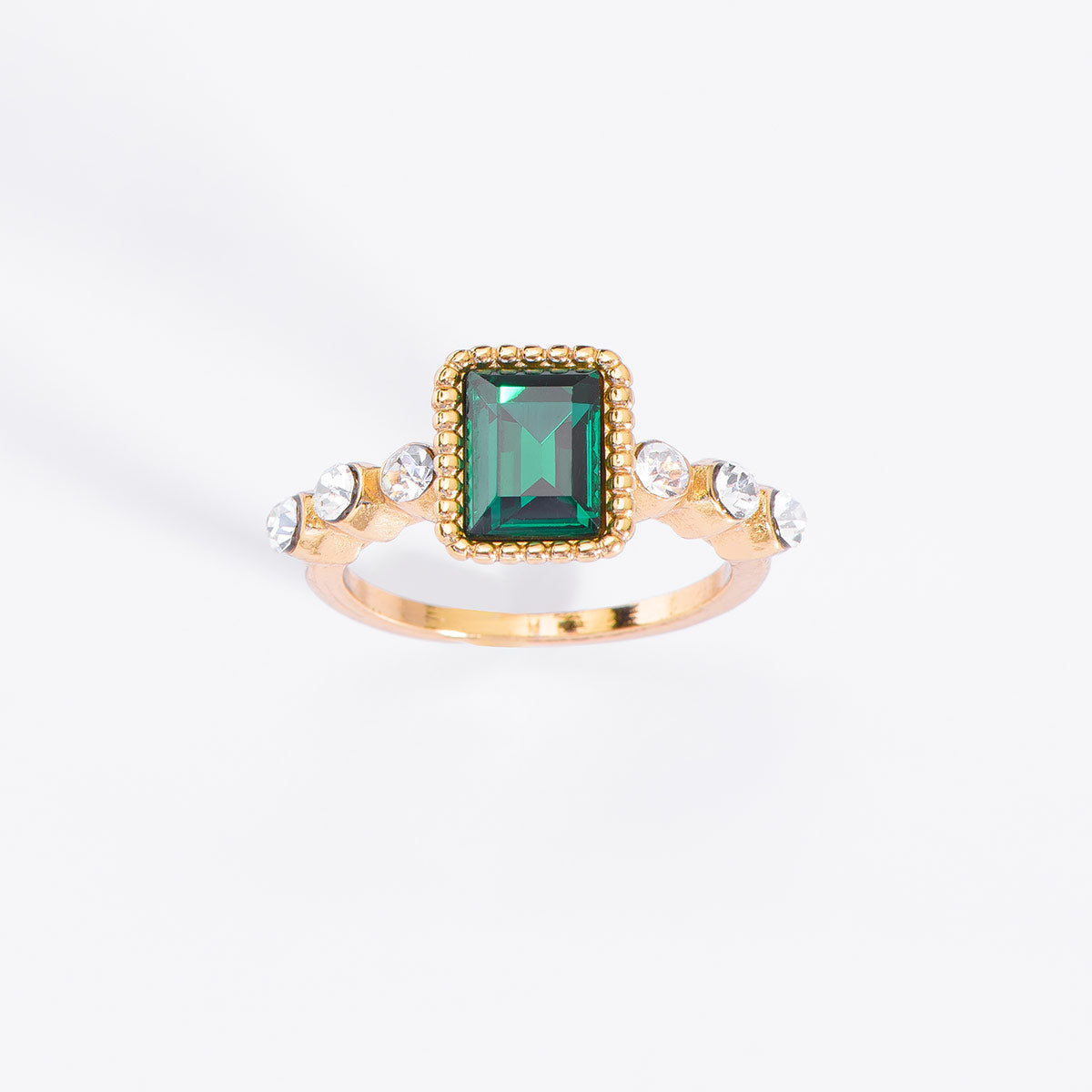 Nice & Bella Gold Plated Necklace, Bracelet, Ring & Earrings with Crystal And Green Stone